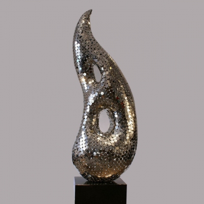 modern abstract stainless steel sculpture for museum