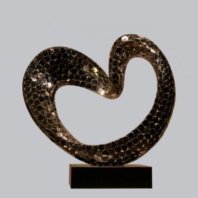 contemporary heart shape stainless steel sculpture