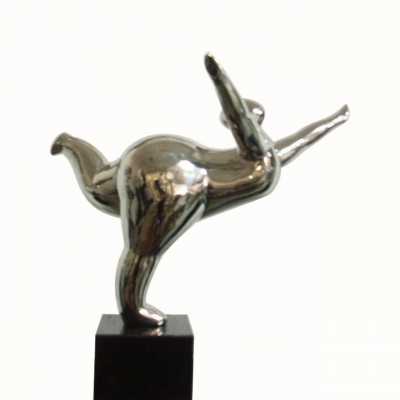 modern abstract stainless steel Yoga woman art decoration for garden