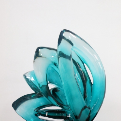 Modern Blue Abstract Clear Resin Sculpture