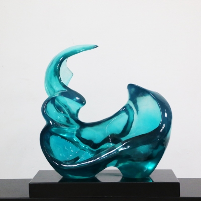 Modern Abstract Clear Resin Sculpture