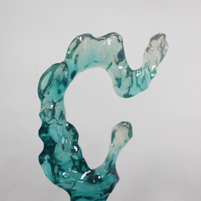 Blue Modern Abstract Clear Resin Sculpture