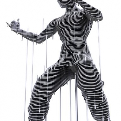 metal sculpture; stainless steel sculpture